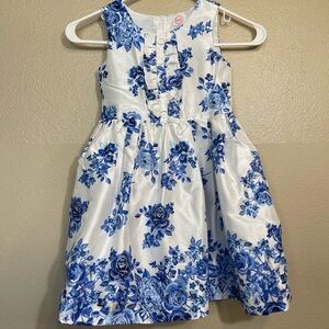 Wonder Nation Girls Floral Blue and White Kids Dress 6